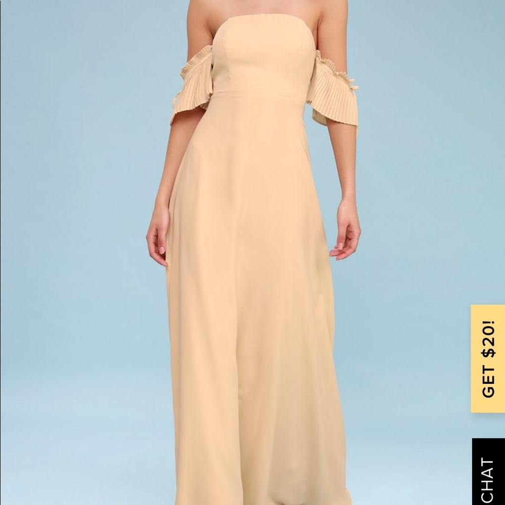 HALLIE NUDE OFF-THE-SHOULDER MAXI DRESS.  used
